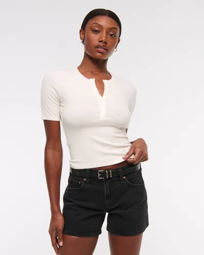 Abercrombie & Fitch Half-sleeve Henley Top In White