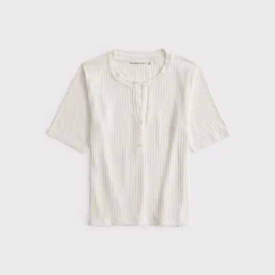 Abercrombie & Fitch Half-sleeve Henley Top In White