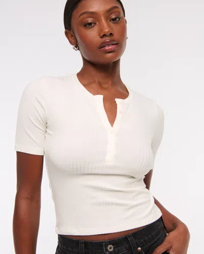Abercrombie & Fitch Half-sleeve Henley Top In White