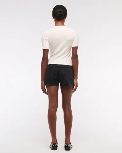 Abercrombie & Fitch Half-sleeve Henley Top In White