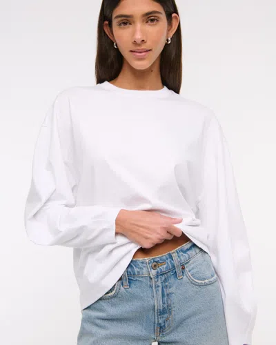 Abercrombie & Fitch Long-sleeve Barrel Tee In White