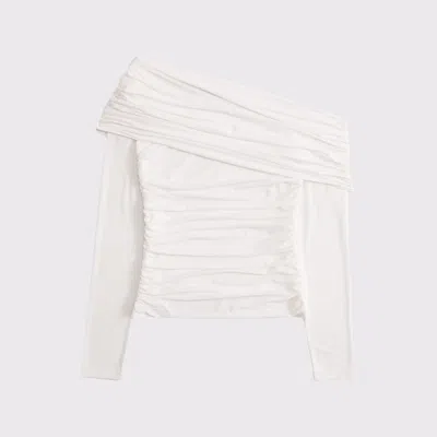 Abercrombie & Fitch Asymmetrical Foldover Top In White
