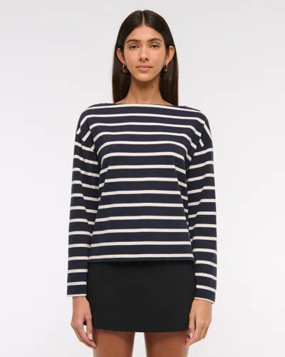 Abercrombie & Fitch Long-sleeve Heavyweight Jersey Slash Tee In Blue