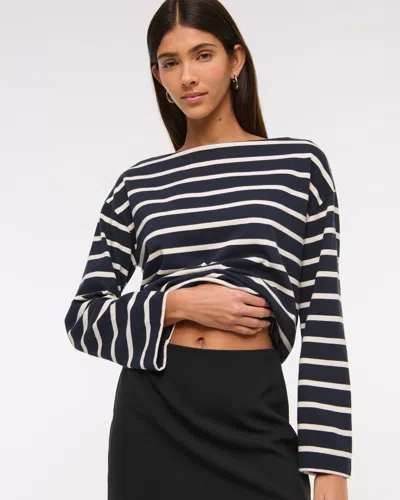 Abercrombie & Fitch Long-sleeve Heavyweight Jersey Slash Tee In Blue