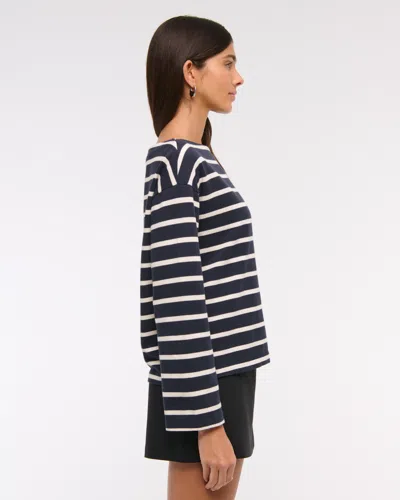 Abercrombie & Fitch Long-sleeve Heavyweight Jersey Slash Tee In Blue