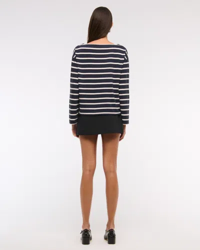 Abercrombie & Fitch Long-sleeve Heavyweight Jersey Slash Tee In Blue