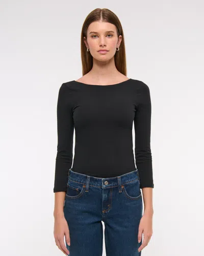 Abercrombie & Fitch Long-sleeve Balletic Scoop-back Top In Black