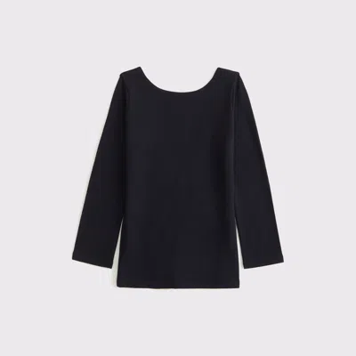Abercrombie & Fitch Long-sleeve Balletic Scoop-back Top In Black