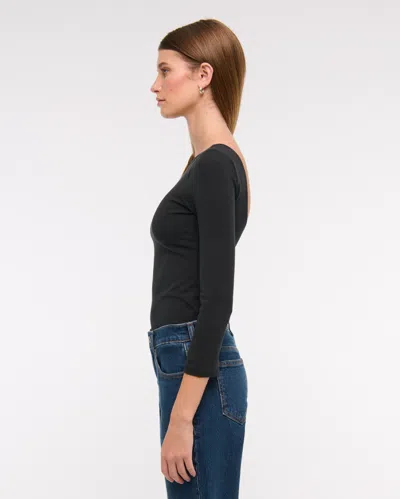 Abercrombie & Fitch Long-sleeve Balletic Scoop-back Top In Black