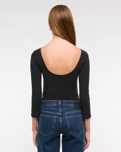 Abercrombie & Fitch Long-sleeve Balletic Scoop-back Top In Black