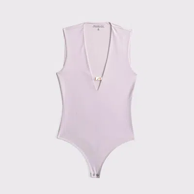Abercrombie & Fitch Plunge Hardware Bodysuit In Pink