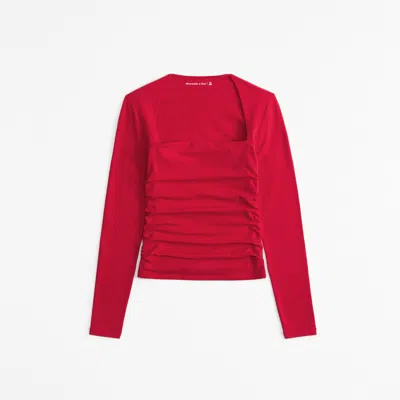 Abercrombie & Fitch The A&f Ava Long-sleeve Top In Red