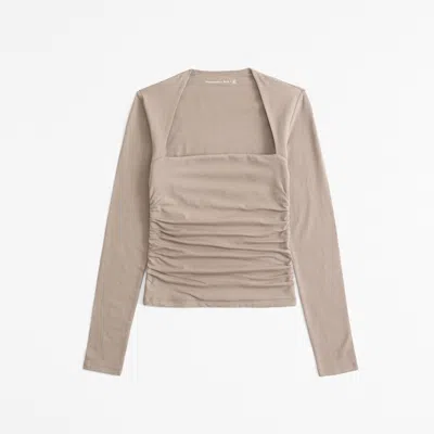 Abercrombie & Fitch The A&f Ava Long-sleeve Top In Gray