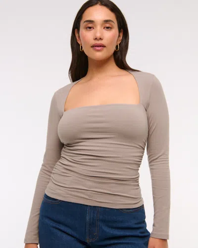 Abercrombie & Fitch The A&f Ava Long-sleeve Top In Gray