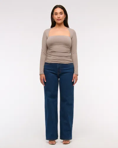 Abercrombie & Fitch The A&f Ava Long-sleeve Top In Gray