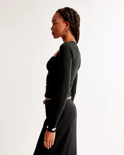 Abercrombie & Fitch The A&f Ava Long-sleeve Top In Black