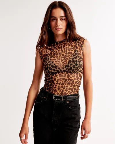 Abercrombie & Fitch The A&f Paloma Mesh Top In Animal Print