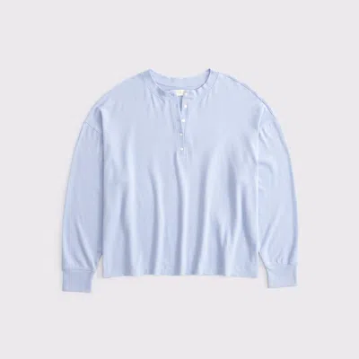 Abercrombie & Fitch Long-sleeve Cozy Lounge Knit Oversized Henley Top In Purple