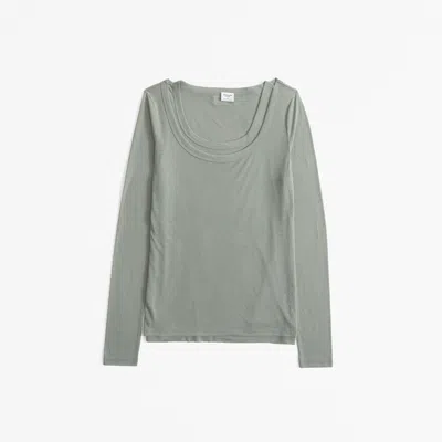 Abercrombie & Fitch Long-sleeve Balletic Scoopneck Top In Gray
