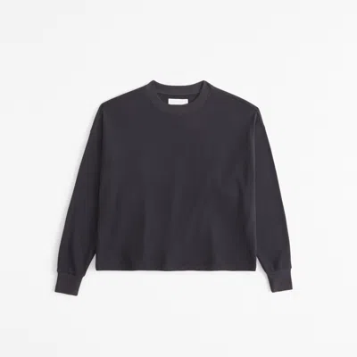 Abercrombie & Fitch Long-sleeve Oversized Lounge Waffle Tee In Gray