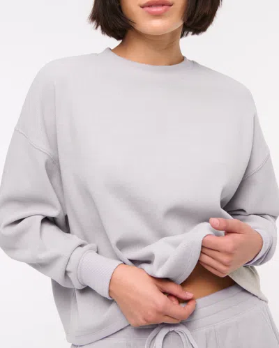 Abercrombie & Fitch Long-sleeve Oversized Lounge Waffle Tee In Gray