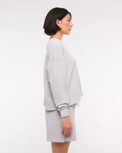 Abercrombie & Fitch Long-sleeve Oversized Lounge Waffle Tee In Gray