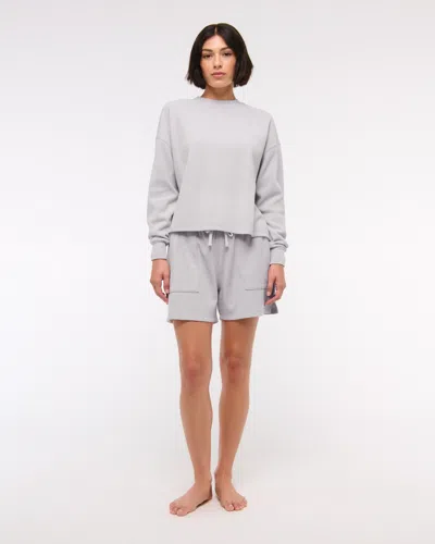 Abercrombie & Fitch Long-sleeve Oversized Lounge Waffle Tee In Gray