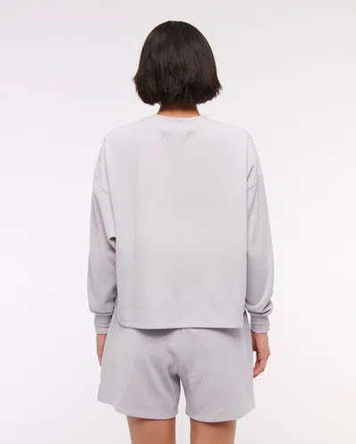 Abercrombie & Fitch Long-sleeve Oversized Lounge Waffle Tee In Gray