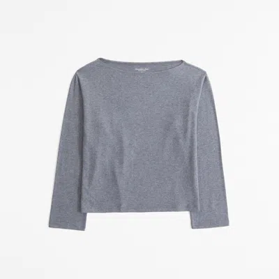 Abercrombie & Fitch Long-sleeve Cozy Lounge Knit Tuckable Slash Tee In Gray