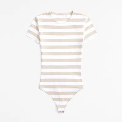 Abercrombie & Fitch Cotton-blend Seamless Fabric Tee Bodysuit In White