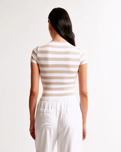 Abercrombie & Fitch Cotton-blend Seamless Fabric Tee Bodysuit In White