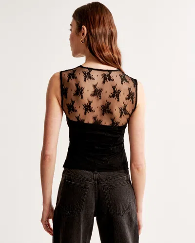 Abercrombie & Fitch Lace Shell Top In Black