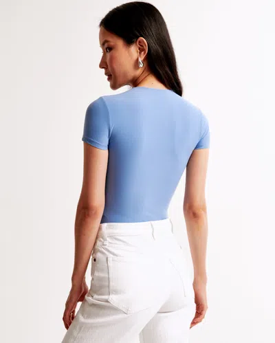 Abercrombie & Fitch Soft Matte Seamless Tee Bodysuit In Blue