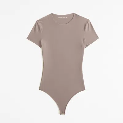 Abercrombie & Fitch Soft Matte Seamless Tee Bodysuit In Brown