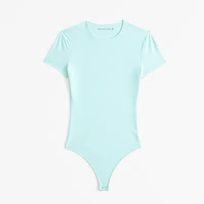 Abercrombie & Fitch Soft Matte Seamless Tee Bodysuit In Blue