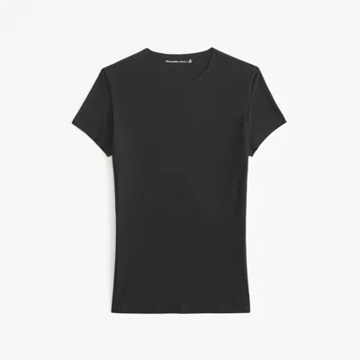 Abercrombie & Fitch Soft Matte Seamless Tuckable Baby Tee In Black