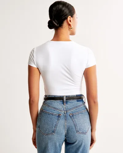 Abercrombie & Fitch Soft Matte Seamless Tuckable Baby Tee In White