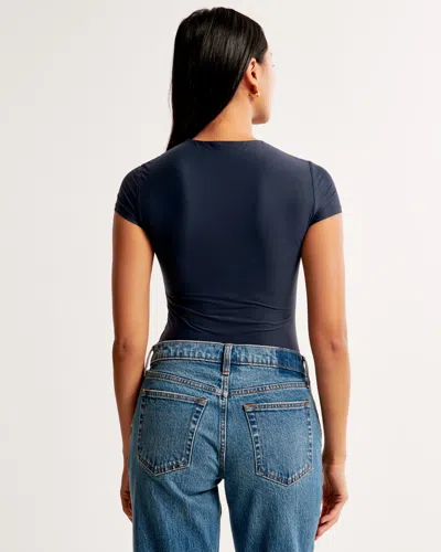 Abercrombie & Fitch Soft Matte Seamless Tuckable Baby Tee In Blue