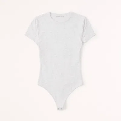 Abercrombie & Fitch Short-sleeve Cotton-blend Seamless Fabric Crew Bodysuit In Neutral