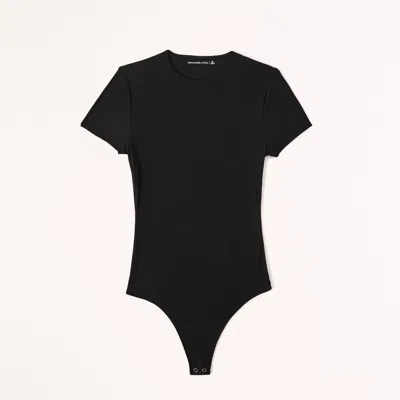 Abercrombie & Fitch Soft Matte Seamless Tee Bodysuit In Black