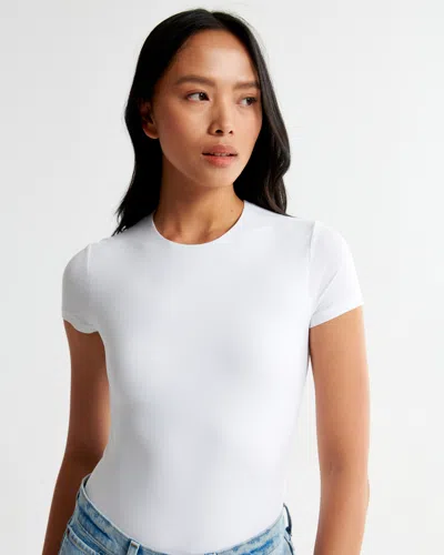 Abercrombie & Fitch Soft Matte Seamless Tee Bodysuit In White