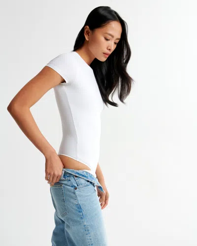 Abercrombie & Fitch Soft Matte Seamless Tee Bodysuit In White