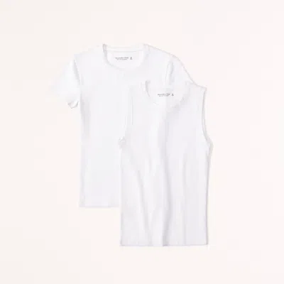 Abercrombie & Fitch 2-pack Essential Tuckable Crew Tops In White
