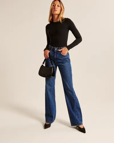 Abercrombie & Fitch Long-sleeve Cotton-blend Seamless Fabric Crew Bodysuit In White