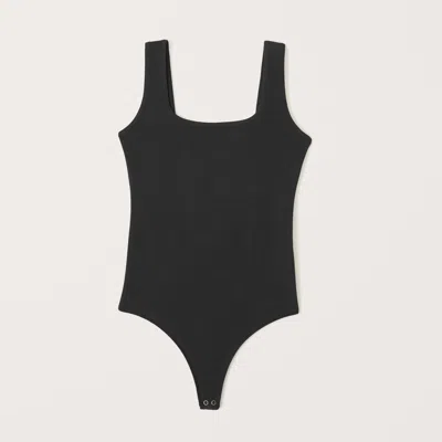 Abercrombie & Fitch Cotton-blend Seamless Fabric Tank Bodysuit In Black