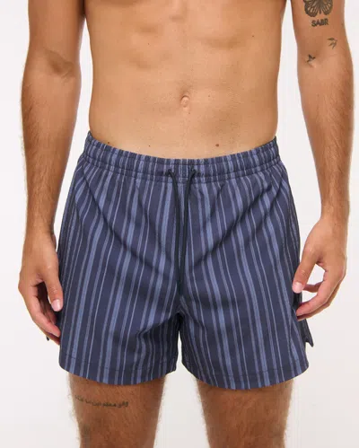 Abercrombie & Fitch Pull-on Micro-texture Swim Trunk In Blue