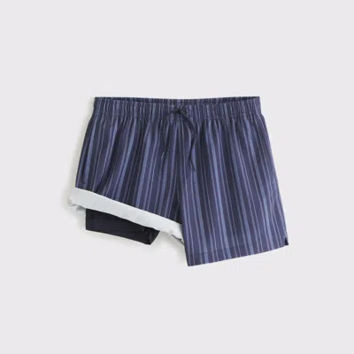 Abercrombie & Fitch Pull-on Micro-texture Swim Trunk In Blue