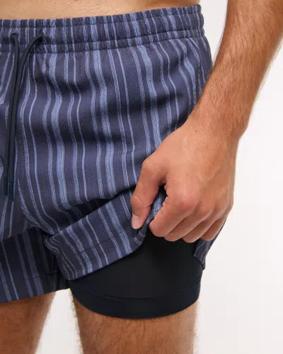 Abercrombie & Fitch Pull-on Micro-texture Swim Trunk In Blue