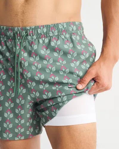 Abercrombie & Fitch Pull-on Seersucker Swim Trunk In Blue