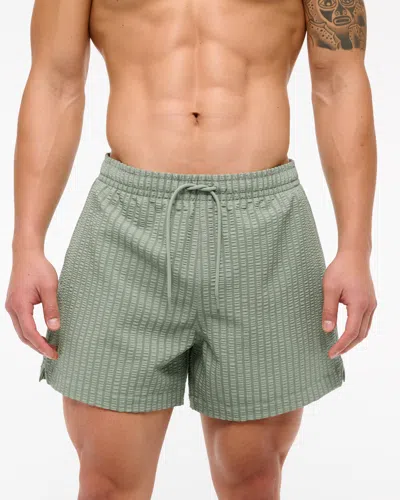 Abercrombie & Fitch Pull-on Wide Seersucker Swim Trunk In Blue